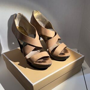 Michael Kors Tan Crisscross Strappy High Heel Sandals